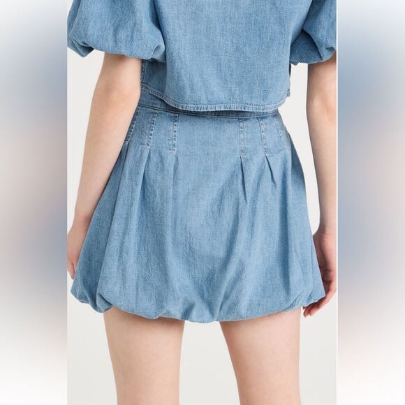 NWT Jonathan Simkhai Standard Denim Bubble Hem Mini Skirt Large Vatia - Picture 3 of 10